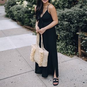 Black tie front maxi dress